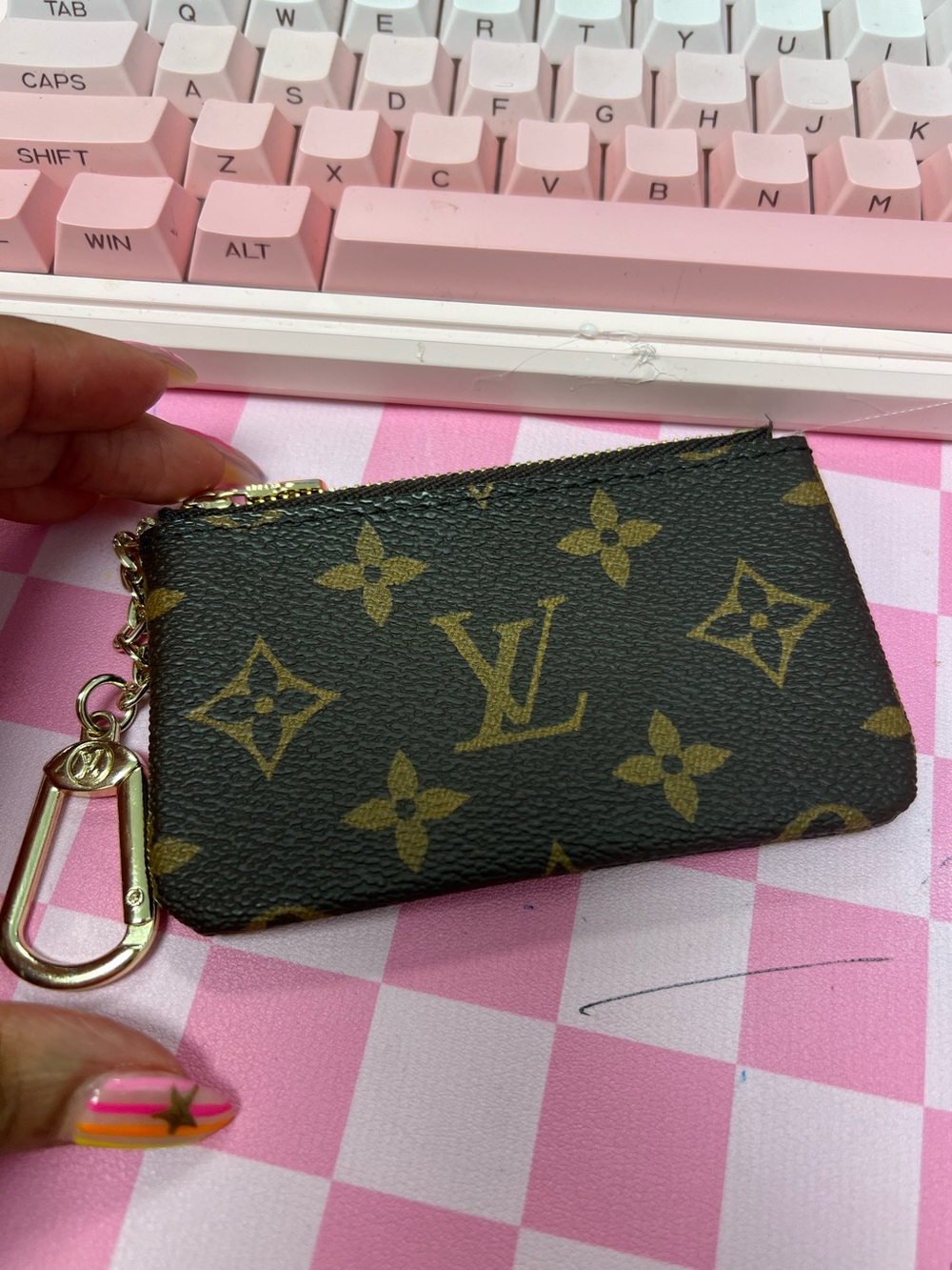 Monogram Canvas Key Pouch with Gold Hardware